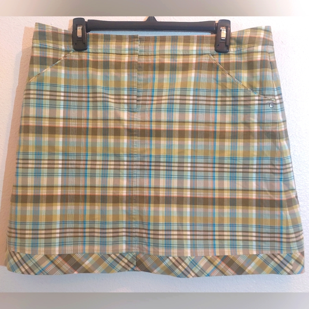 Cutter & Buck Plaid Pencil Skort in Green and Blue